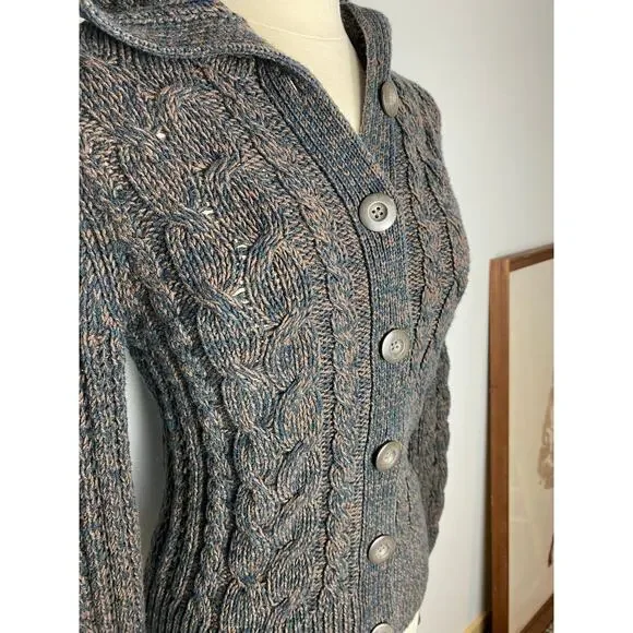 Caslon Sz Med Wmn Cable Knit Fisherman Sweater, button up, hoodie, fishermancore - Picture 3 of 6